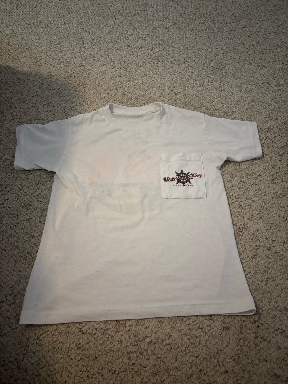 White Short-Sleeve Pocket Tee with Small Chest Graphic